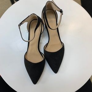 New Black Ankle Strap Block Heels